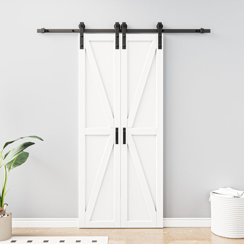 Double-K Solid Manufactured Wood Sliding Barn Door With Installation Hardware Kit, 36" x 84"