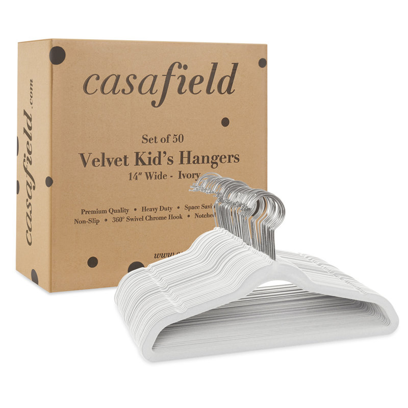 Velvet Non-Slip Kids Standard Clothing Hanger, Ivory