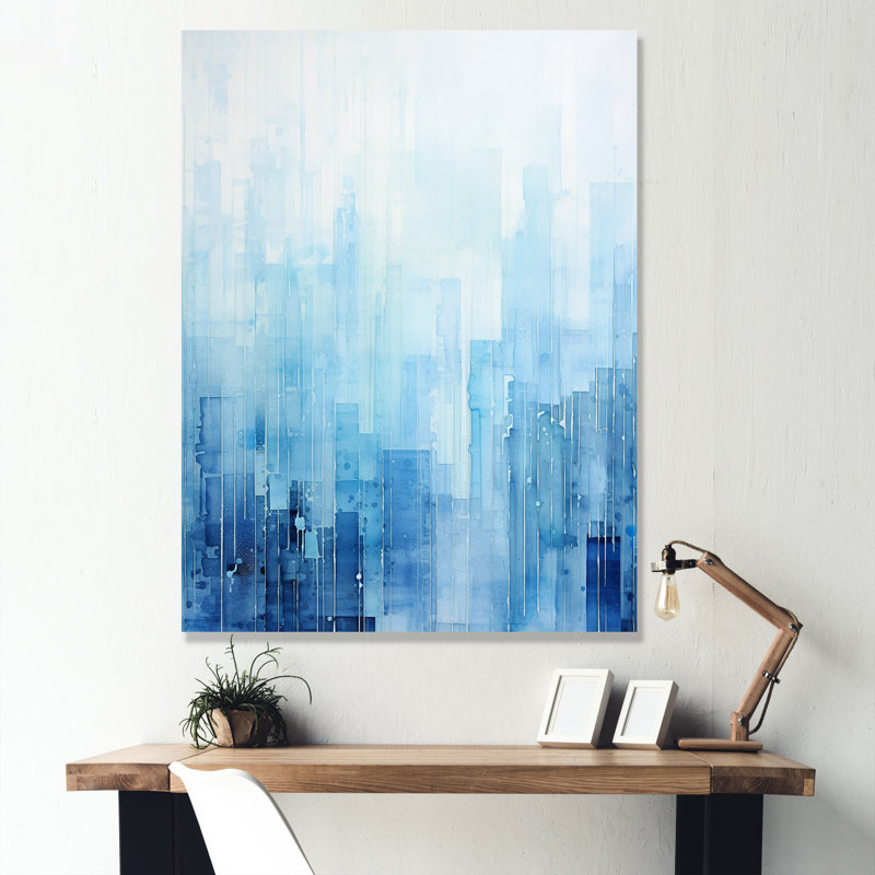 Azure Ascent Skycrapers Harmony - Skyscrapers Wall Art Living Room, Toile tendue, H 20 po x l 12 po x P 1 po