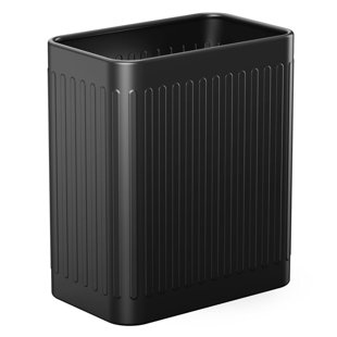 Small Bathroom Trash Can, 2.1 Gallon Black Bathroom Garbage Can, Stainless Steel Waste Basket for Office