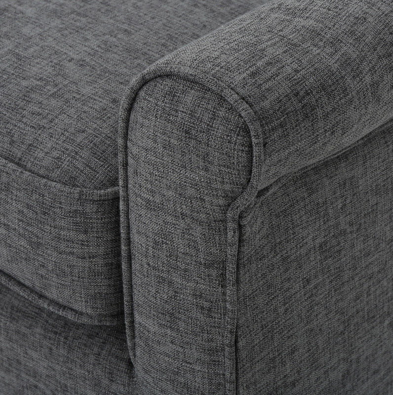 Canapé 3 places en tissu texturé gris foncé Mid-Century Modern