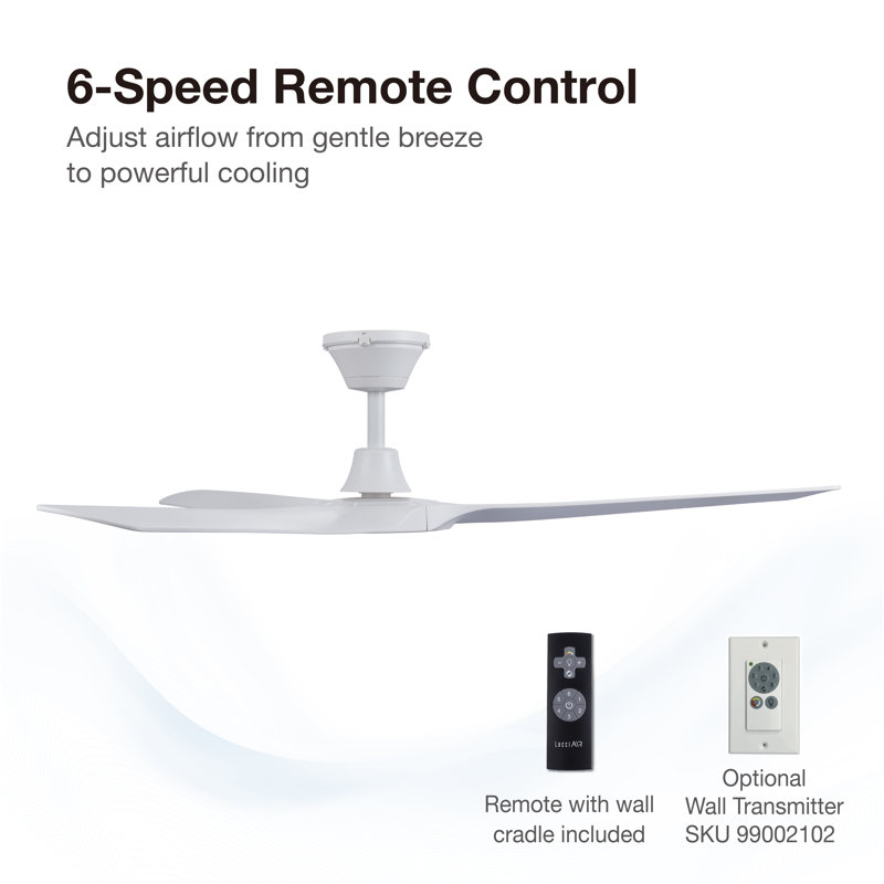 Abyss 56in 3-Blades Indoor/Outdoor Ceiling Fan with Remote Control, White, White