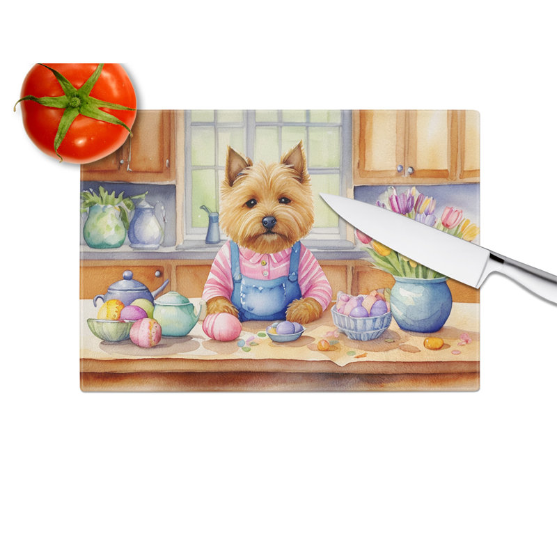 Décoration de planche à découper en verre Norwich Terrier de Pâques