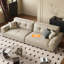 Canapé-coussin modulaire en similicuir couleur riz abricot-195574934
