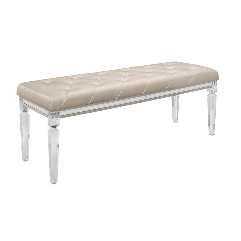 Banc couleur champagne avec pieds fuselés en acrylique