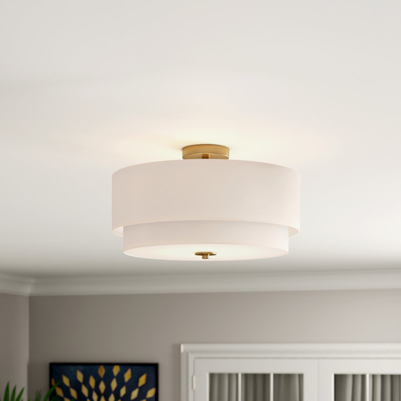 Amia Linen Semi Flush Mount, Matte Brass