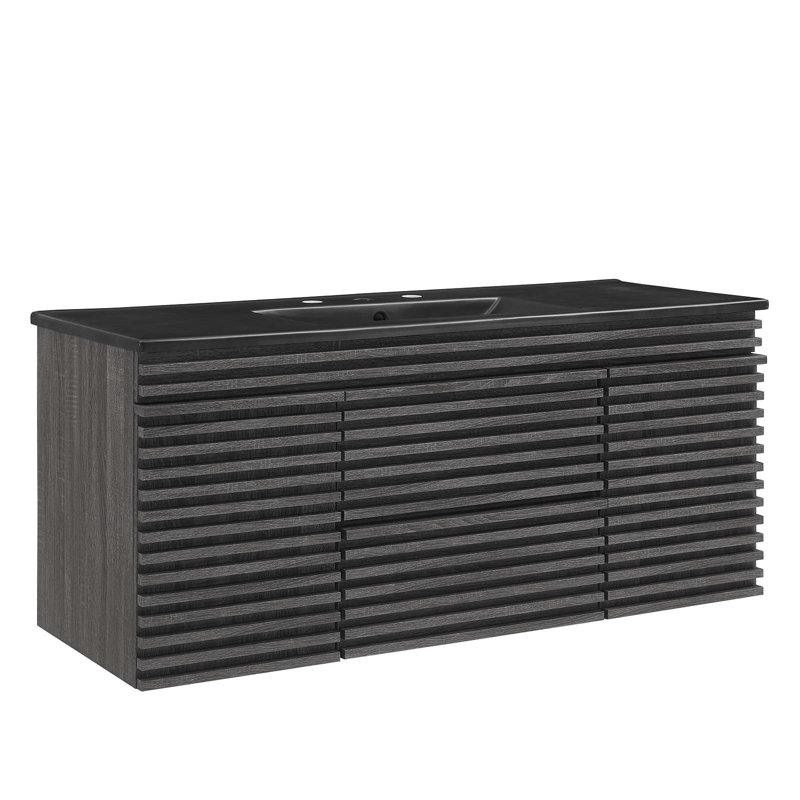 Meuble-lavabo mural 48 po Modway Render, Gris anthracite, Noir