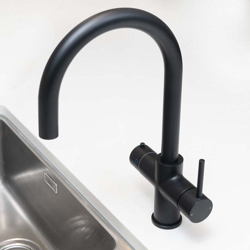 4-in-1 Instant Boiling and Filtered Water Tap - C Shape - 4 Litre Boiler, Matte Black