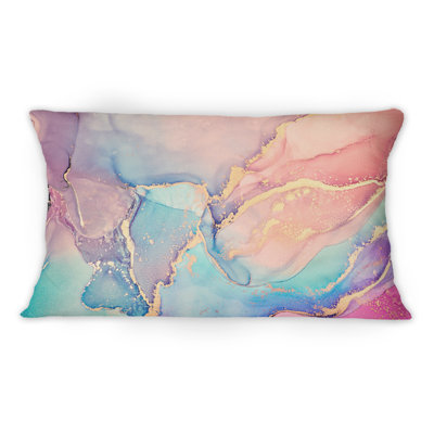 Rose et bleu liquide Art II - Coussin décoratif imprimé moderne 1