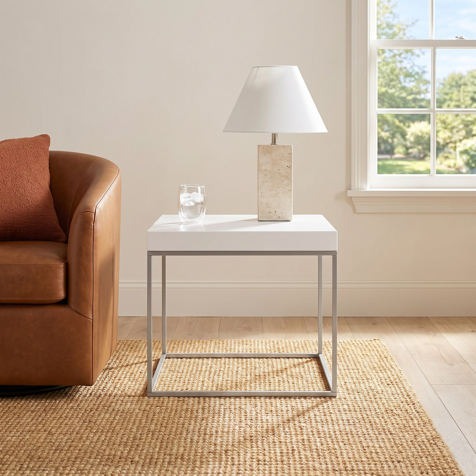 Fred 24" Walnut End Table, Alabaster