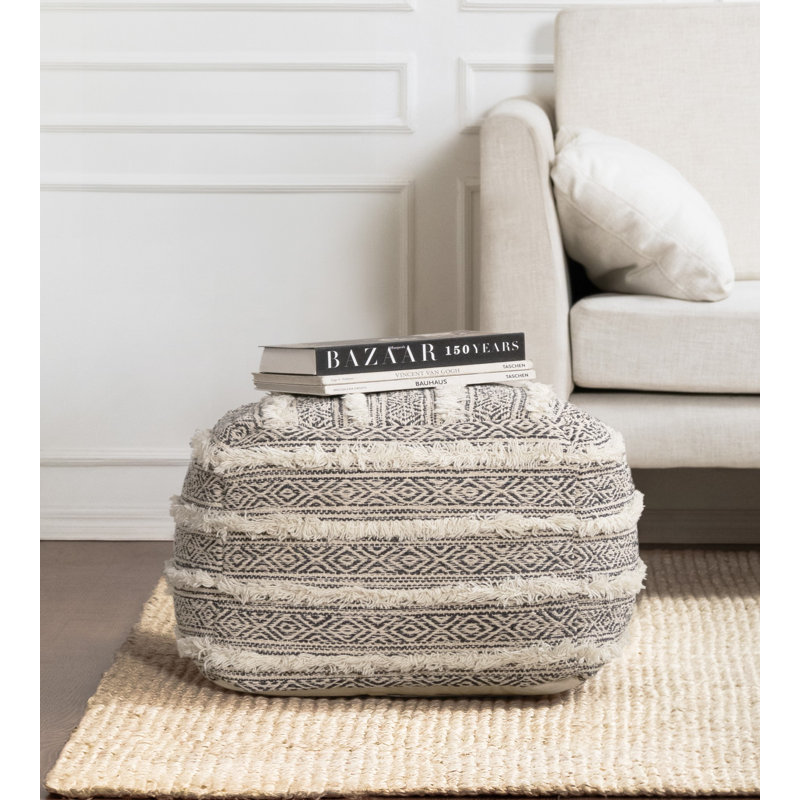 Pouf carré 20 po Darbydale, Mélange de coton gris