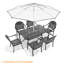  Ensemble repas de patio avec table rectangulaire, coussins rouges inclus-94516943