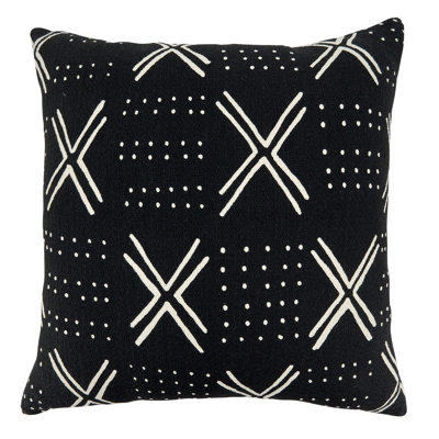 Noir Cotton Geometric 22" Throw Pillow Cover
