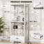 Display Cabinets with Glass Doors & Drawer & Adjustable Shelves,White
