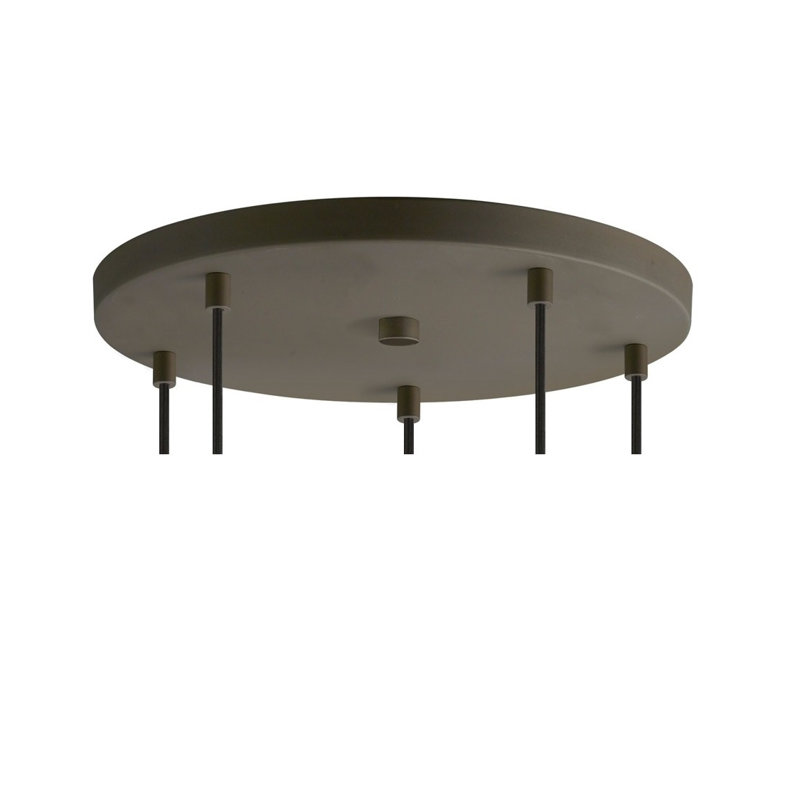Luminaire suspendu pour grappe 5 lumières Pinnix, Gris peint / Bronze