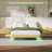 Oak Queen Floating Bed Frame With LED Lights, Wave Curve Texture, And Heavy Duty Metal Slats - No Box Spring Required-1113598309-1113598308