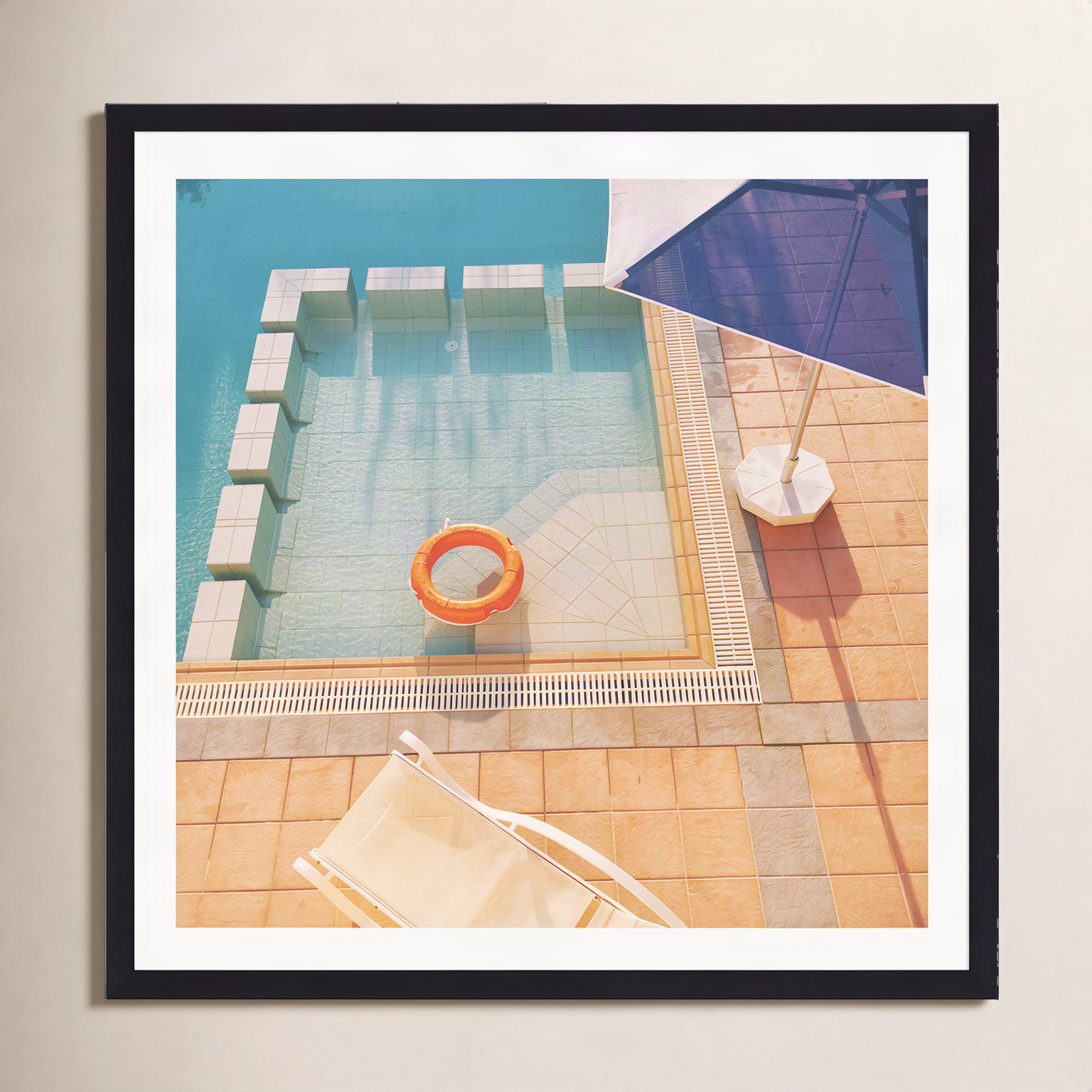 Cassia Beck Swimming Pool by Cassia Beck, 12" H x 12" W x 2" D, Black Floater Framed, No