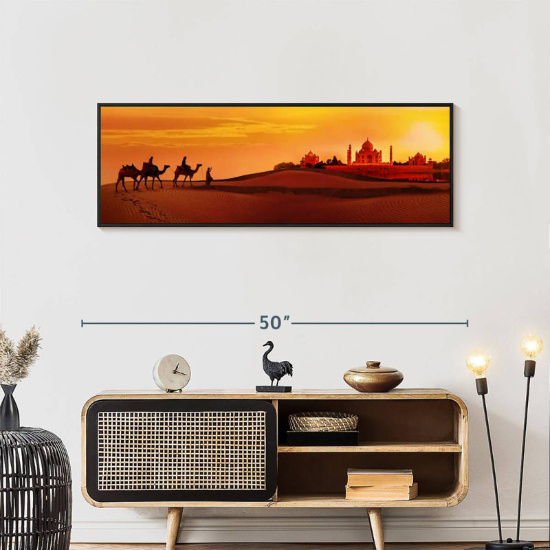 Taj Mahal gens du voyage, 37 po x 13 po, Cadre flottant noir