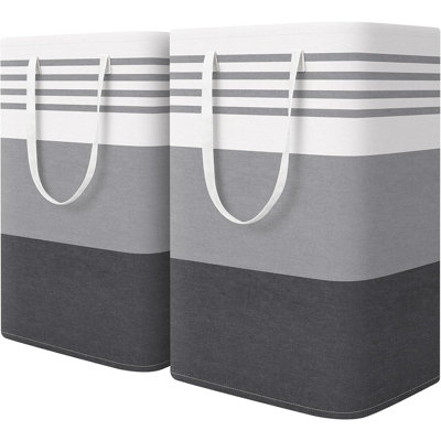 Panier à linge 75l, panier à linge sale autoportant avec poignées renforcées, revêtement imperméable et point de croix, organisateur de rangement pour la chambre à coucher, la salle de bain et le dortoir, gris