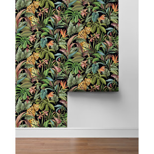 Papier peint adhésif léopard tropical noir brillant Daisy Bennett Designs