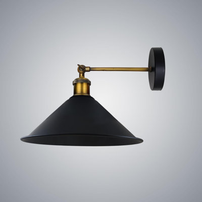 Industrial Vintage Wall Light, Adjustable Wall Sconce Black with Gold Interior, E26 Base, 100W Max, Indoor/Outdoor Wall Lamp for Bedroom, Bathroom, Hallway, Farmhouse Lighting Fixture