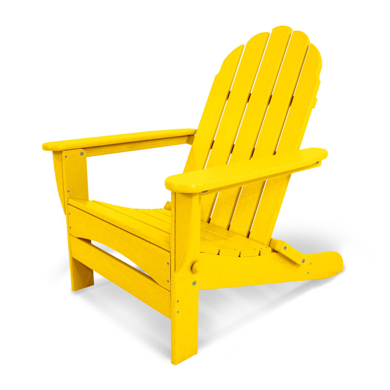 POLYWOOD Classic Adirondack Oversized Folding Adirondack Chair, Lemon