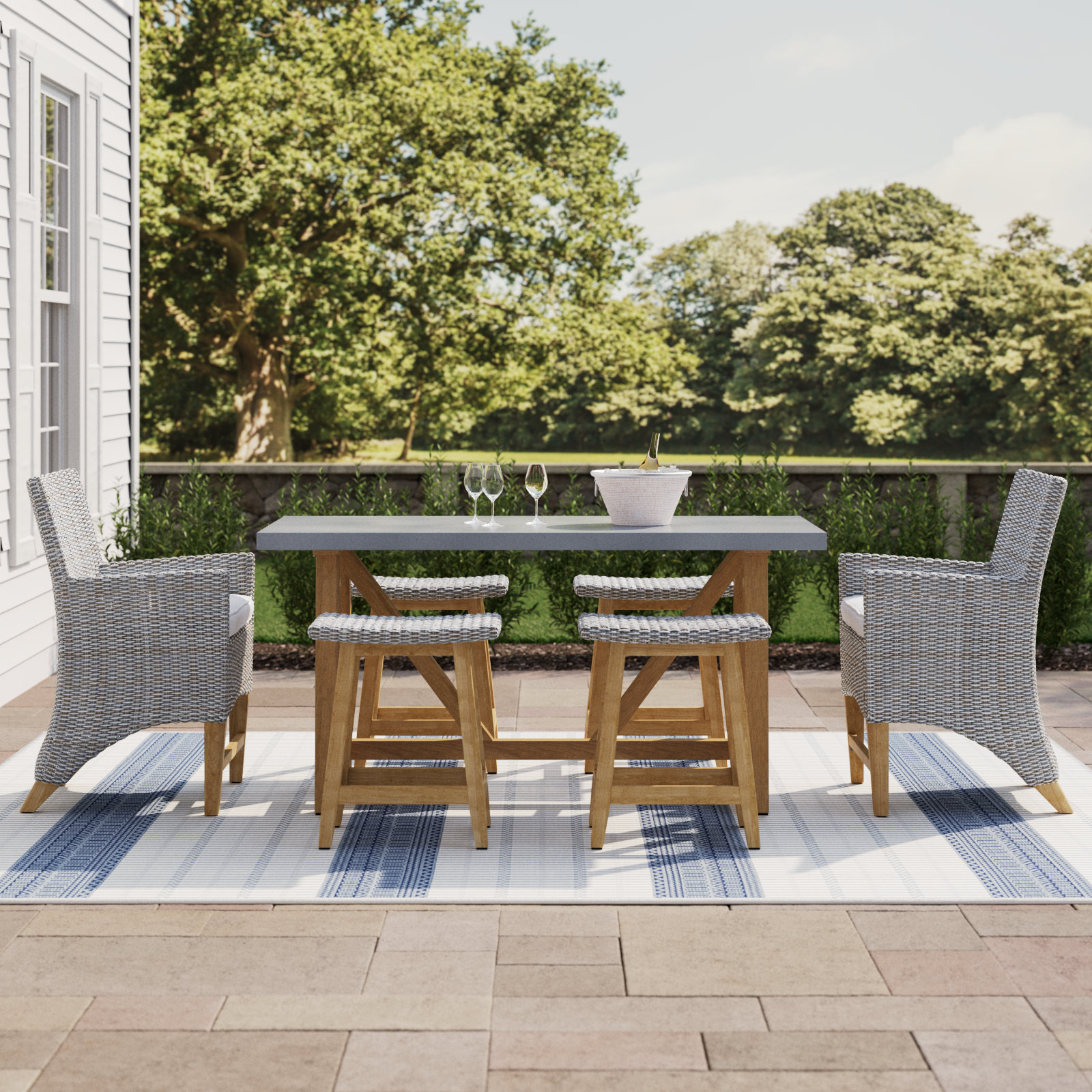Nicole 70'' Rectangular 6 - Person Outdoor Dining Set with Sunbrella Cushions