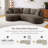 Boneless Chaise Curved Corduroy Sectional Sofa, Extra Large Deep Seats, Modular Layout, No Assembly-329000109-329000104