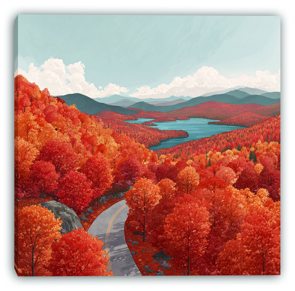 Ophelia & Co. Scenic Autumn Landscape Wrapped Canvas Wall Art | Wayfair