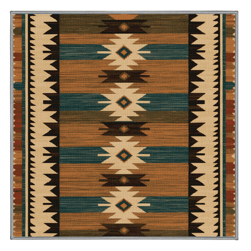 Washable Spirit Lines Southwestern Area Rug, Square 6'