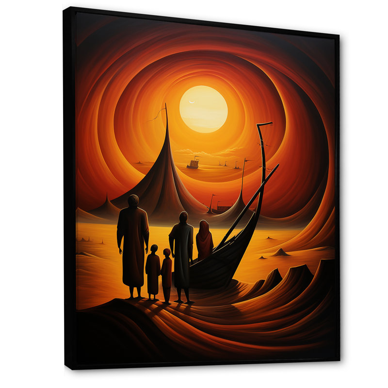 Radiant Desert Regatta - désert, art mural, Cadre flottant noir, H 32 po x l 24 po x P 1 po