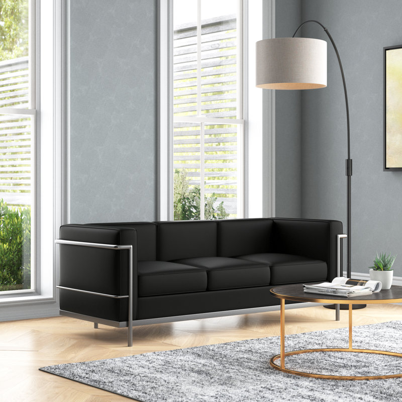 Fahy Upholstered 70.8'' Sofa, Black Leather