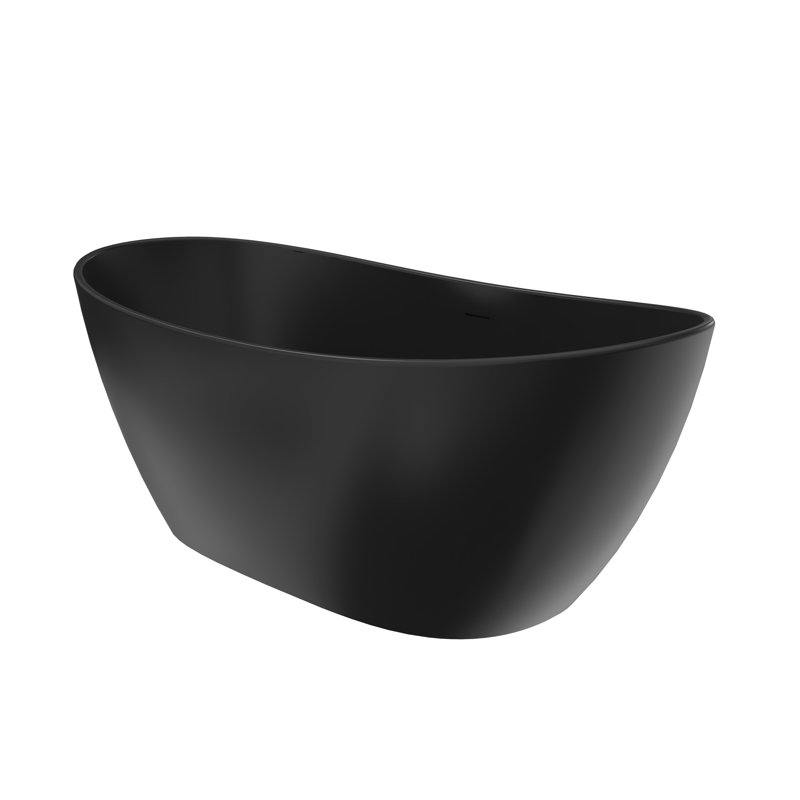 65 Inch Artificial Stone Solid Surface Freestanding Bathroom Bathtub, Black