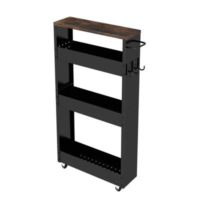 4-Tier Slim Rolling Storage Cart – Narrow Metal Organizer with Wheels for Kitchen & Bathroom