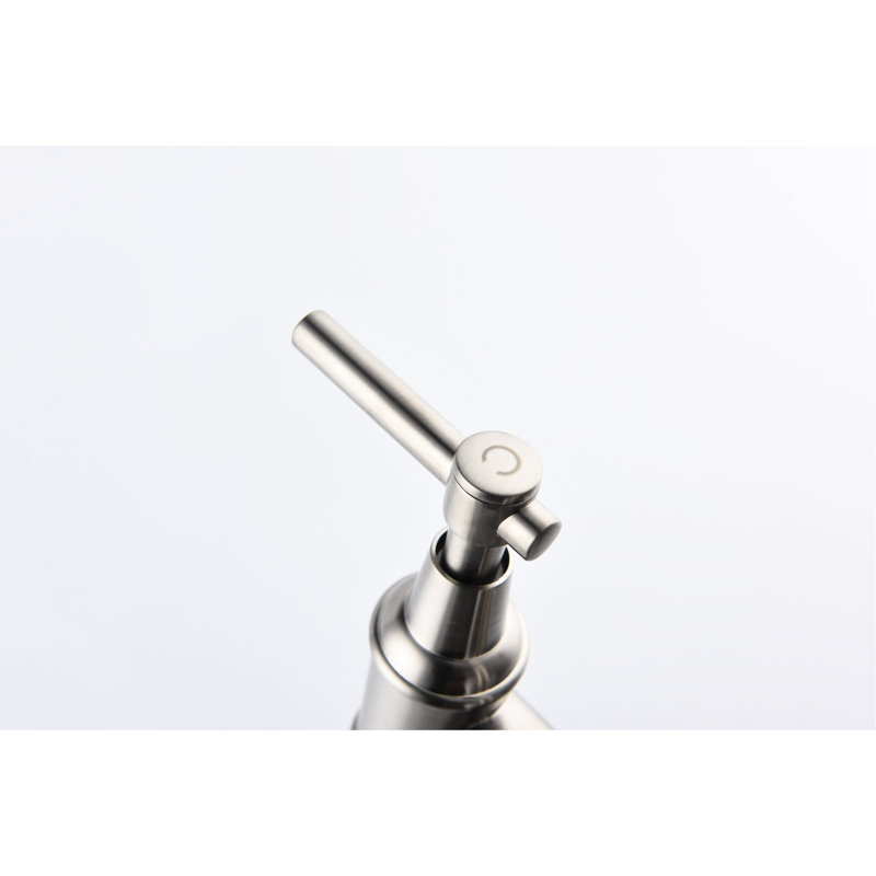 Bridge Style Kitchen Faucet In Brushed Nickel, Pull-Down Attachment, Dual Handle For Exact Water Flow & Temperature Adjustment, 360 Rotatable High Nozzle, Brass, Softly Splash- Aerator Nickel Finish,