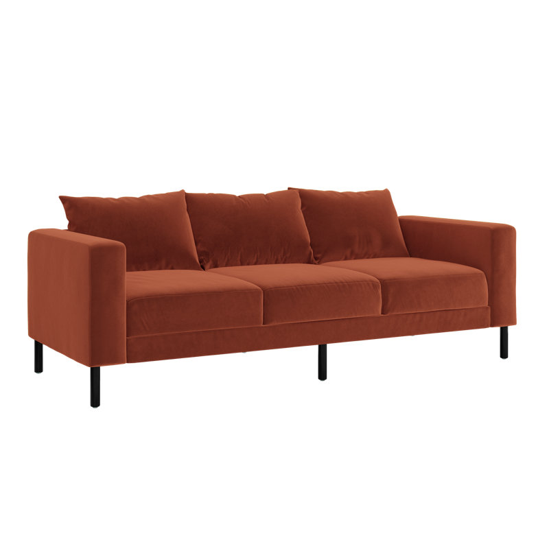 Essential Sofa, Amber Recycled Velvet, Metal