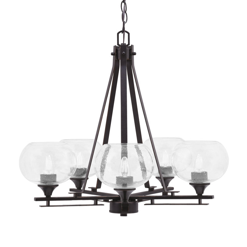 Lustre 5 lumières Uptowne illustré en finition granit foncé avec verre transparent 7 "