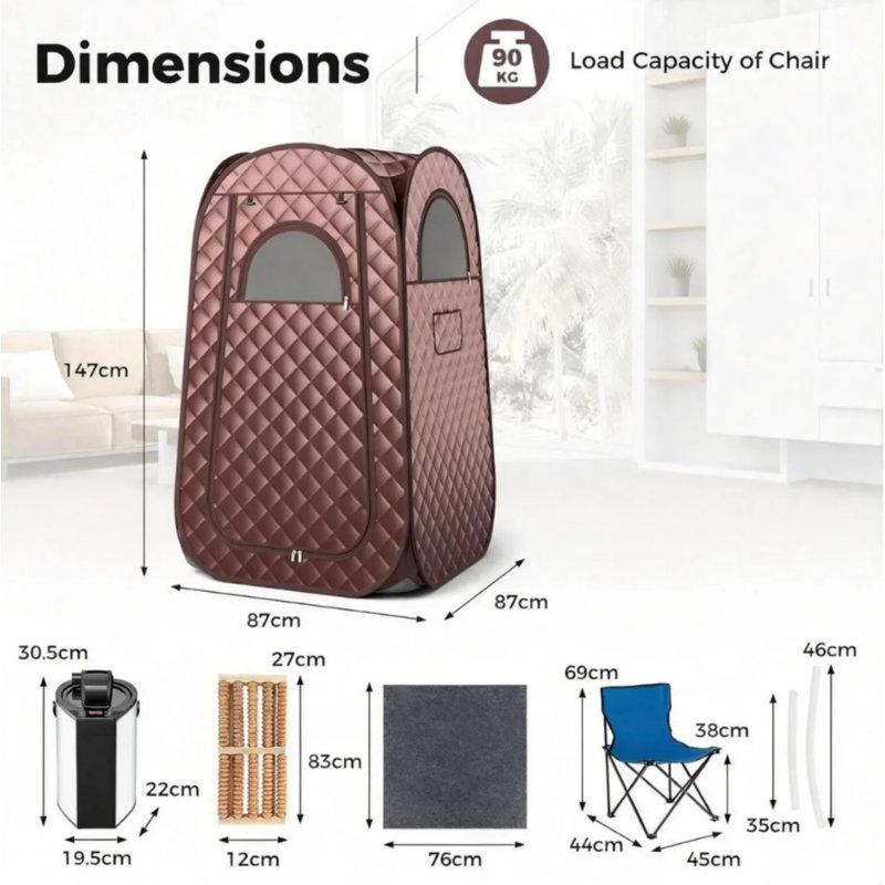 Luch 1 - Person Portable Traditional Steam Sauna with Remote Control, Brown
