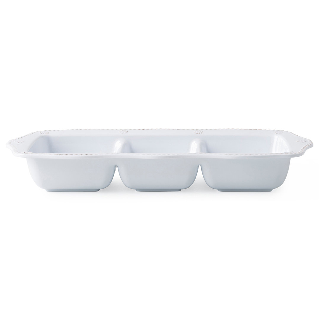 Berry & Thread Melamine 14" Triple Section Server - Whitewash Juliska
