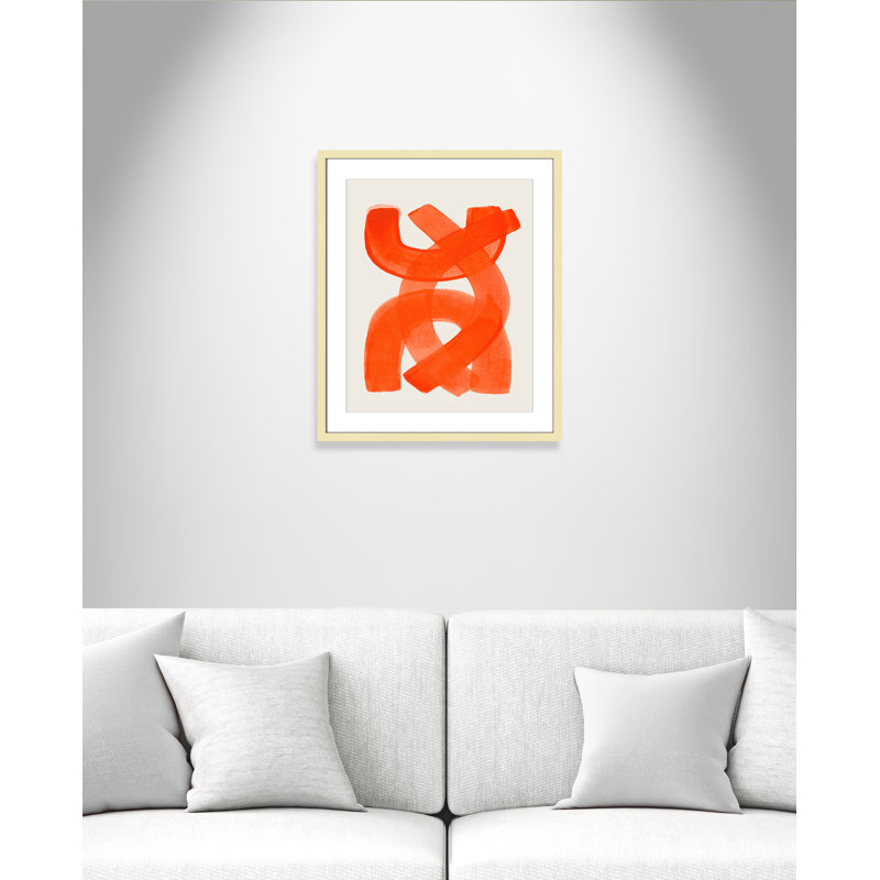 «Orange Strokes Print» par Haniff, L 21,5 po x H 25,5 po, Imprimé mat, Matte Gold