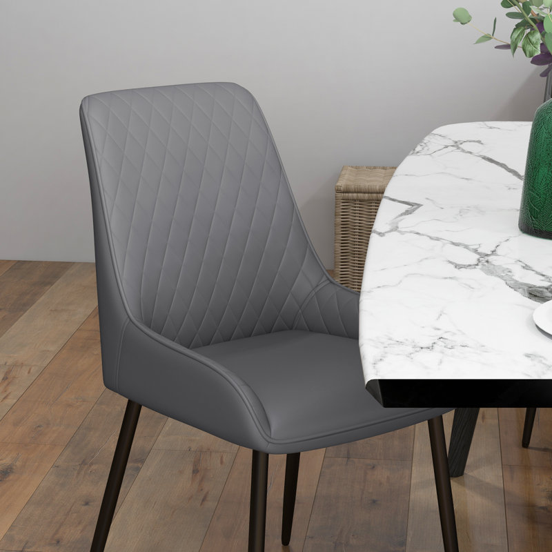 Chaise d'appoint en métal capitonnée Kardarius, Gris