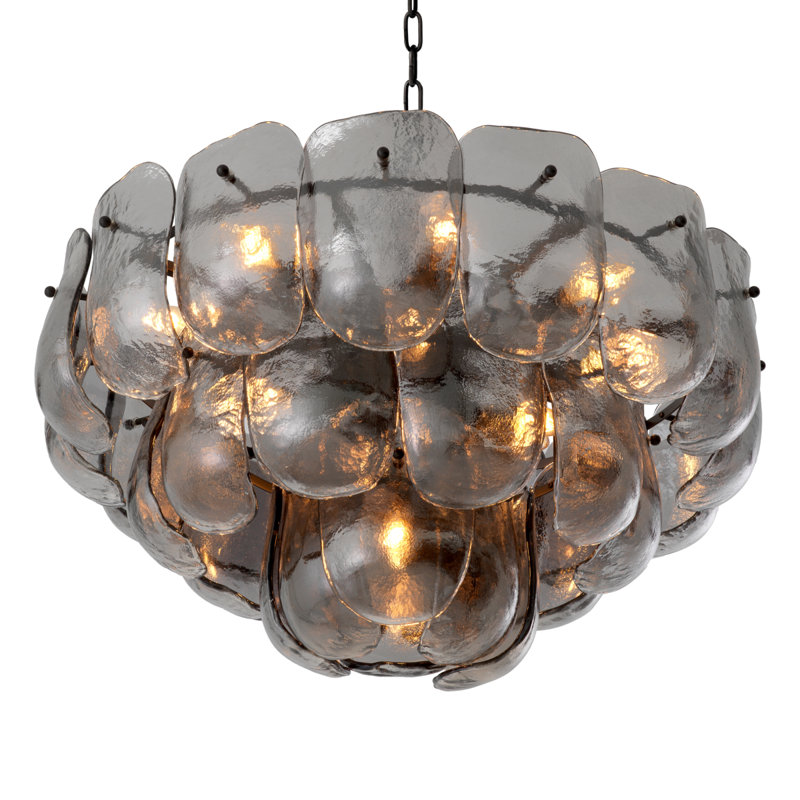 Chandelier Gustave Champagne Colored Glass, Smoke