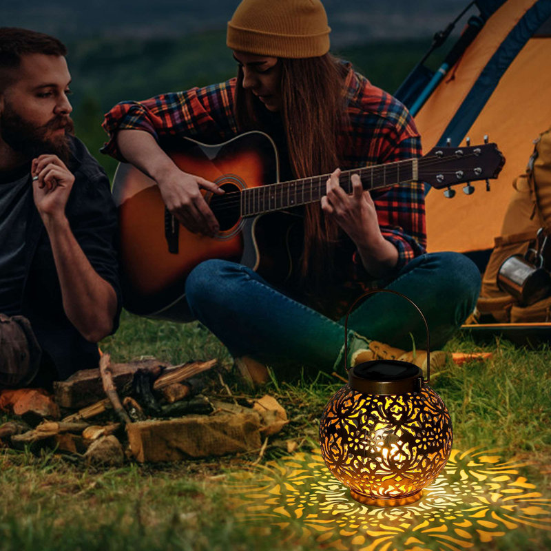 5.9'' Solar Powered Integrated LED Outdoor Lantern, Gold