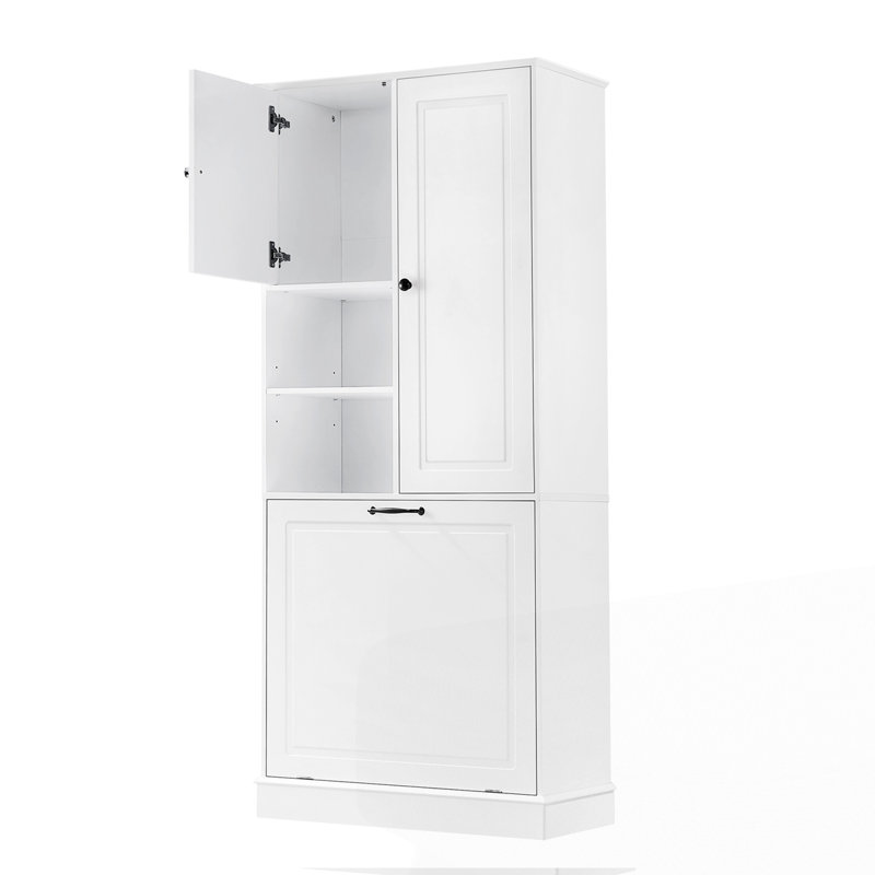Tall Storage Cabinet with Adjustable Shelves, White