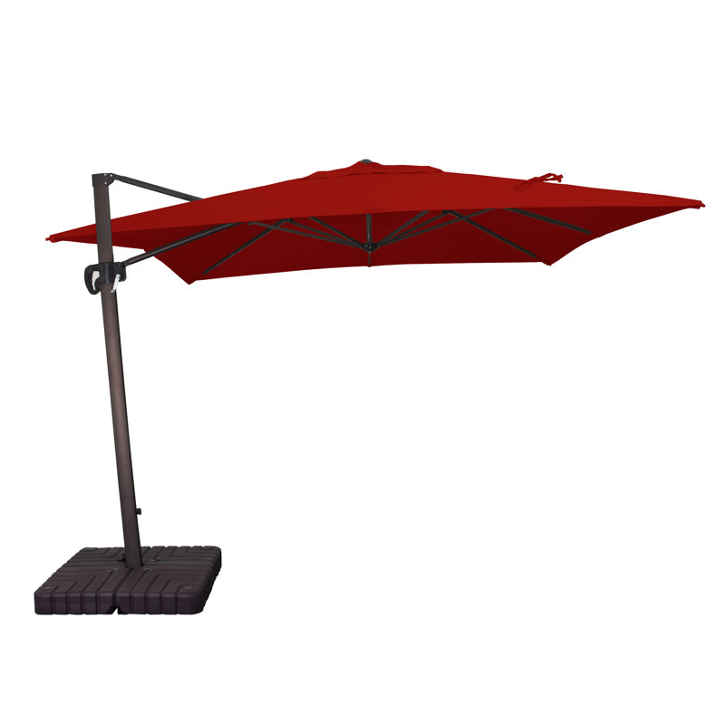 Parasol de sunbrella carré 10 pi cali series, Toile Sunbrella® rouge Jockey, Bronze