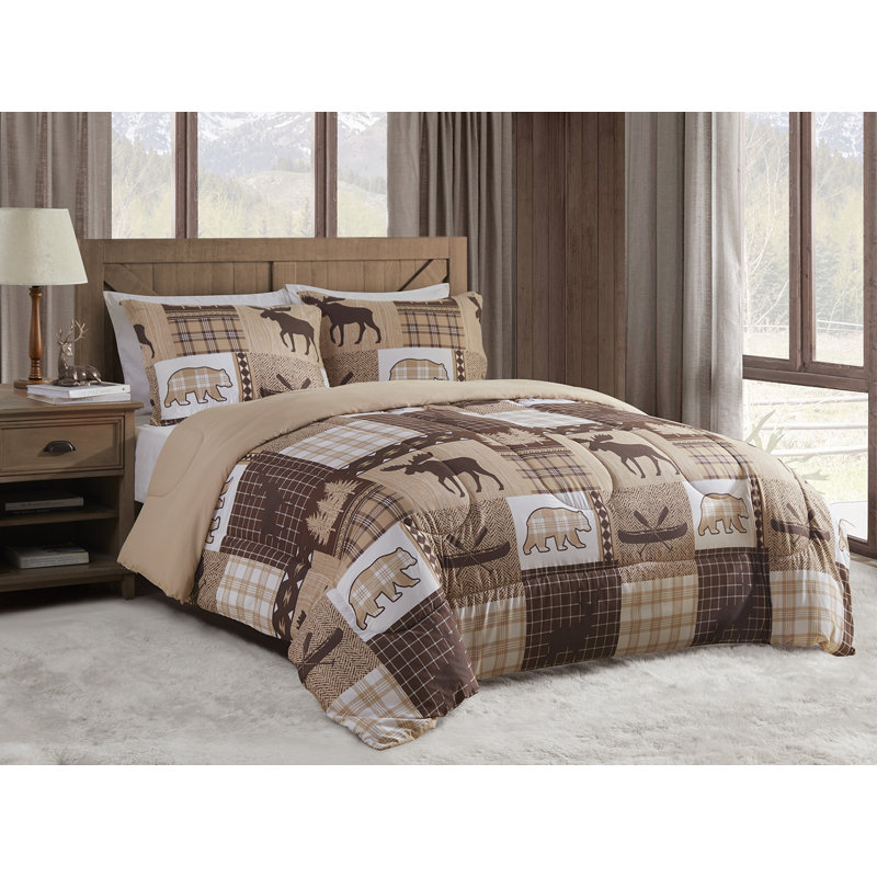 DESIGN STUDIO Canyon Trail Brown Microfiber Comforter Set, Twin Comforter + 1 Standard Sham