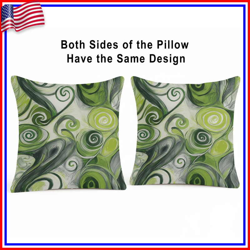 Coussins décoratifs Green Swirl, 14 X 14 pouces