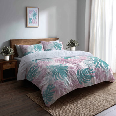 Tropical Duvet Cover Set Of 3 For Teens - Vibrant Teen Tropics Bedding And Throw Pillow Set