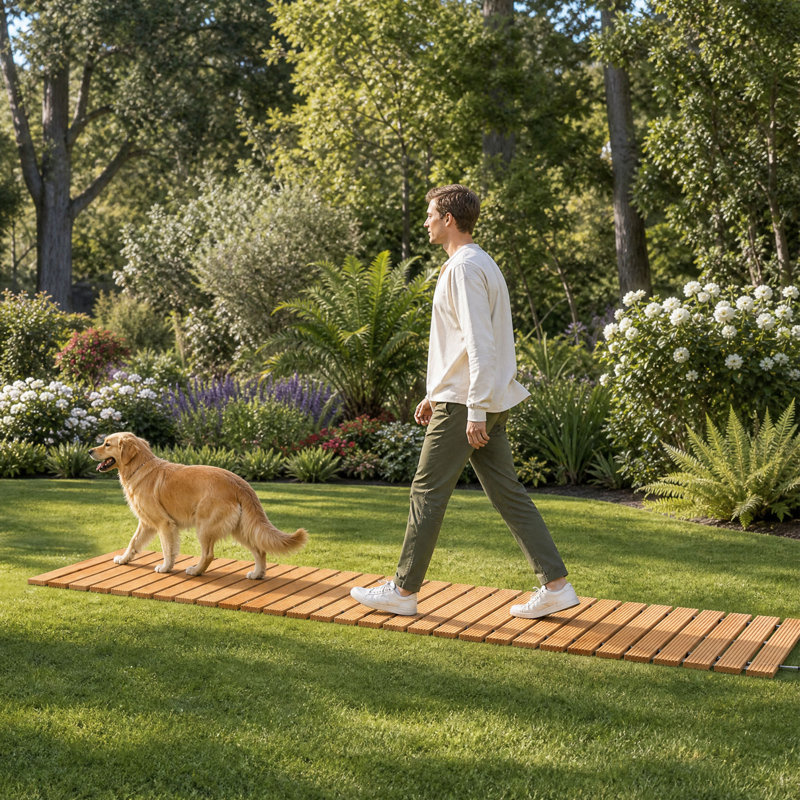 Allée de jardin en bois pour l'extérieur, Jaune, H 0,60 po x l 96 po x P 17 po