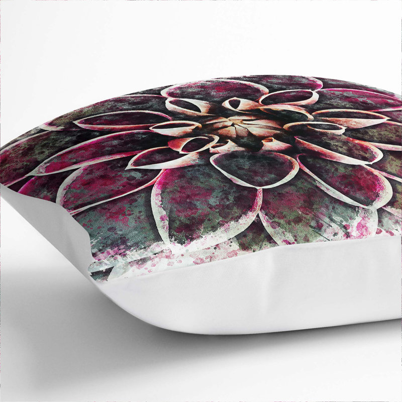 Pink Dahlia Flower Cushion with Filling, 40cm H x 40cm W x 15cm D, White